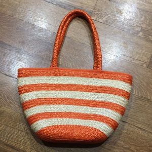 Croft and Borrow Striped Straw Purse